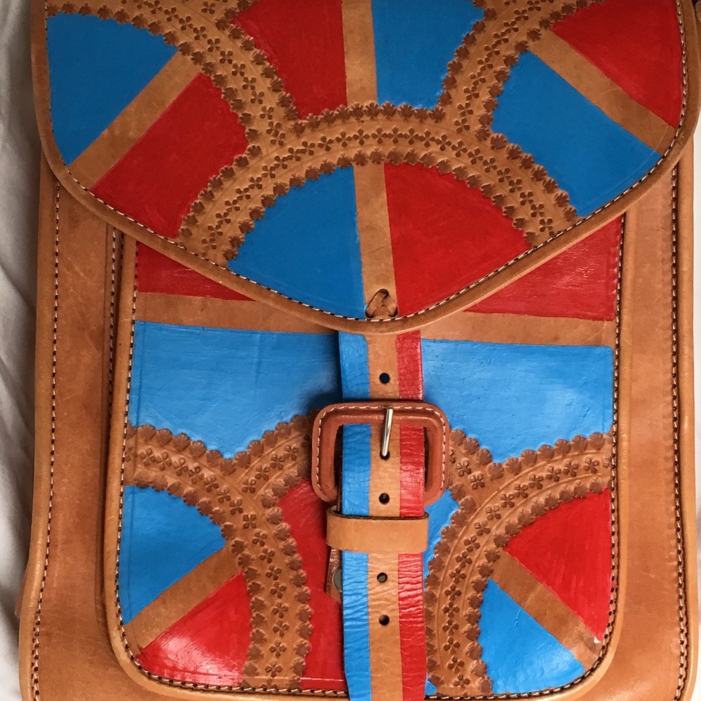 New Hand Painted Mexican Leather Sachel